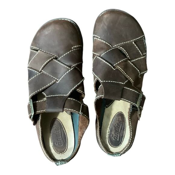 Candie's Brown Mules with Woven Leather Design - Picture 1 of 4